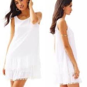 Lilly Pulitzer Natasha White Tank Pom Pom Hem Dress Size XL